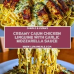 Creamy Cajun Chicken Linguine with Garlic Mozzarella Sauce Pin 1