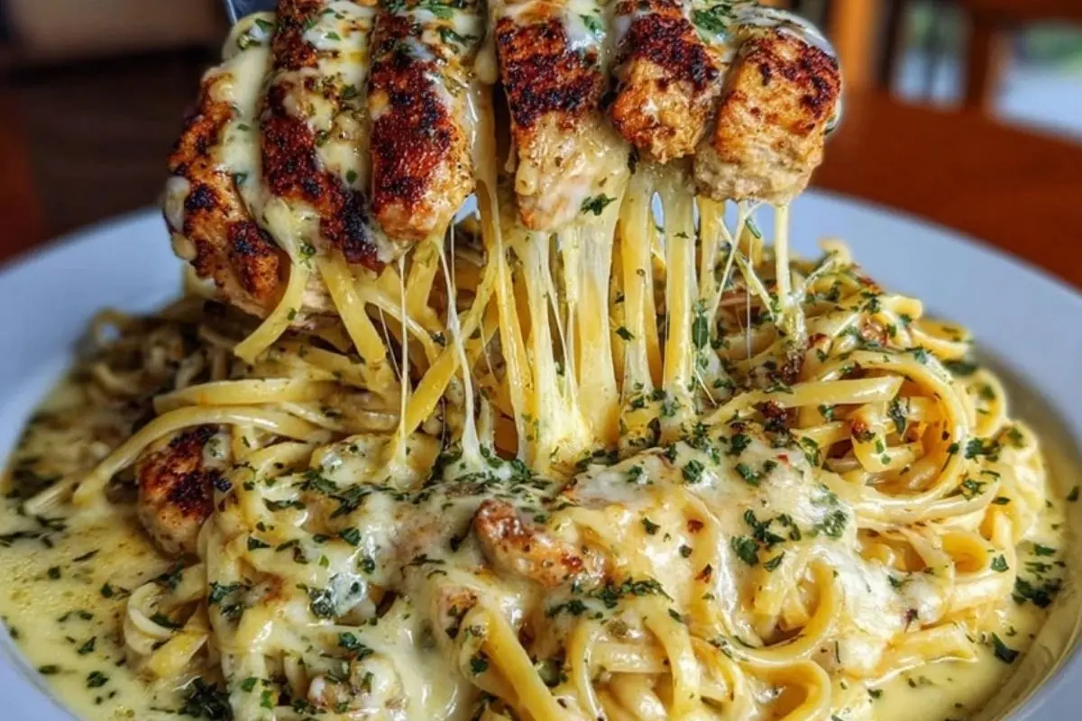 Creamy Cajun Chicken Linguine with Garlic Mozzarella Sauce