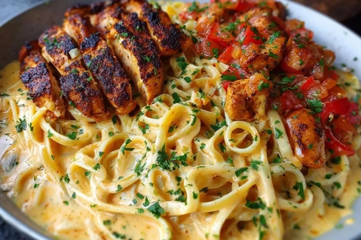 Creamy Cajun Chicken Linguine with Spicy Garlic Cheese Sauce 1