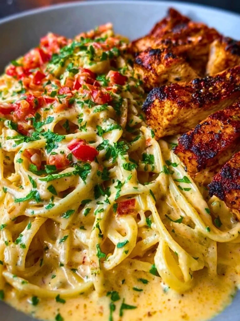 Creamy Cajun Chicken Linguine with Spicy Garlic Cheese Sauce 2