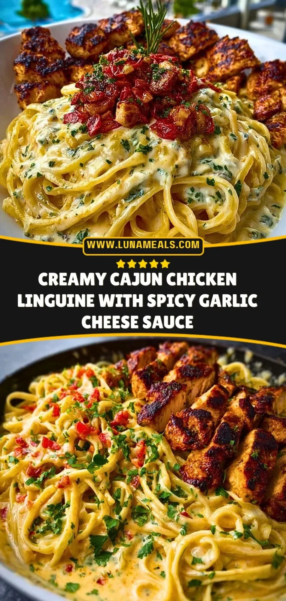 Creamy Cajun Chicken Linguine with Spicy Garlic Cheese Sauce Pin 2
