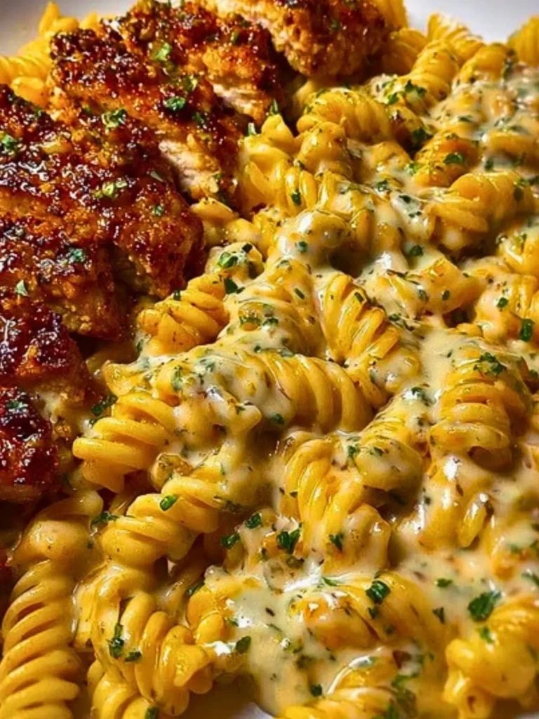 Creamy Cajun Chicken Rotini with Mozzarella Alfredo Sauce (1)