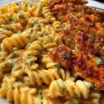 Creamy Cajun Chicken Rotini with Mozzarella Alfredo Sauce
