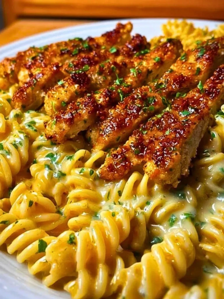 Creamy Cajun Chicken Rotini with Mozzarella Alfredo Sauce (2)