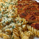 Creamy Cajun Chicken Twisted Pasta with Mozzarella Alfredo 1