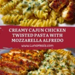 Creamy Cajun Chicken Twisted Pasta with Mozzarella Alfredo Pin