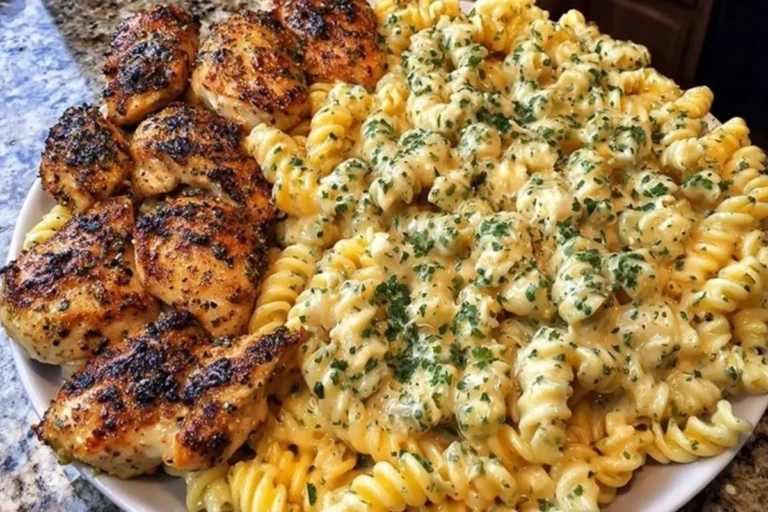 Creamy Garlic Butter Chicken and Rotini in Parmesan Sauce 1