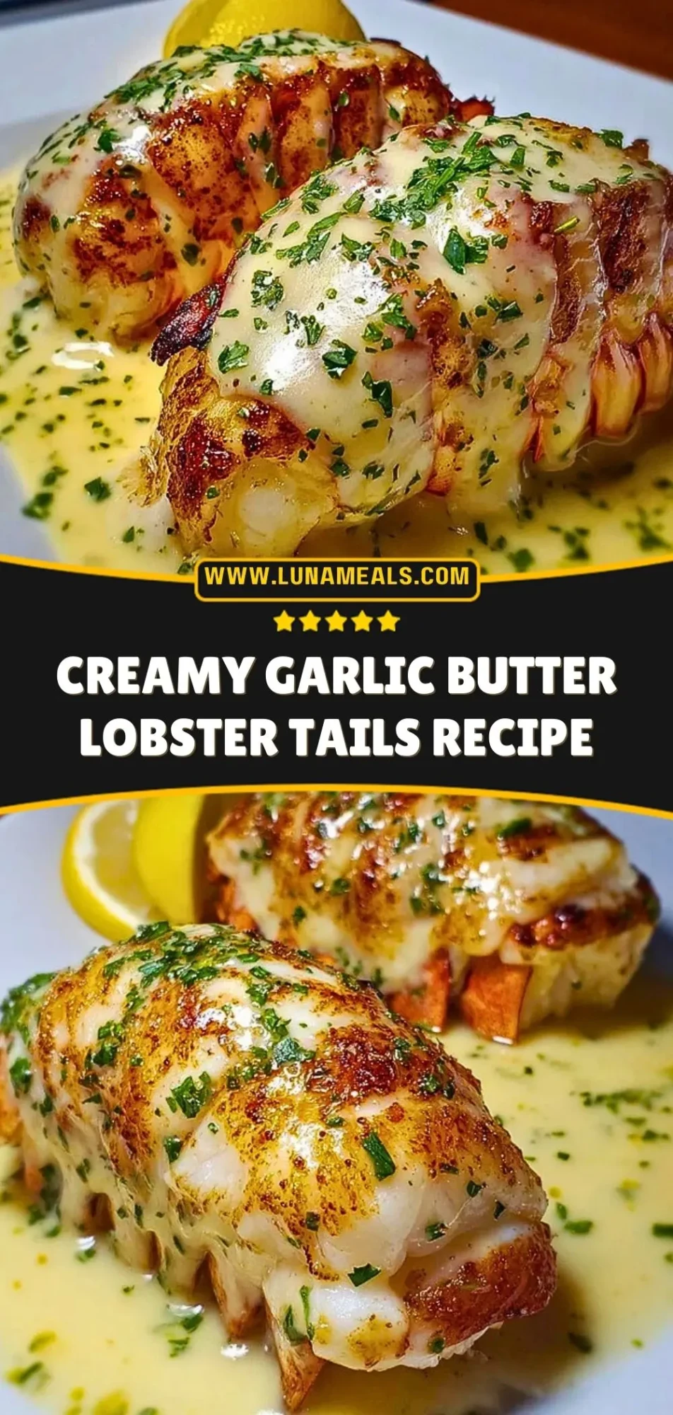 Creamy Garlic Butter Lobster Tails Recipe Pin 2