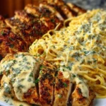 Creamy Garlic Parmesan Chicken with Cheesy Linguine 1