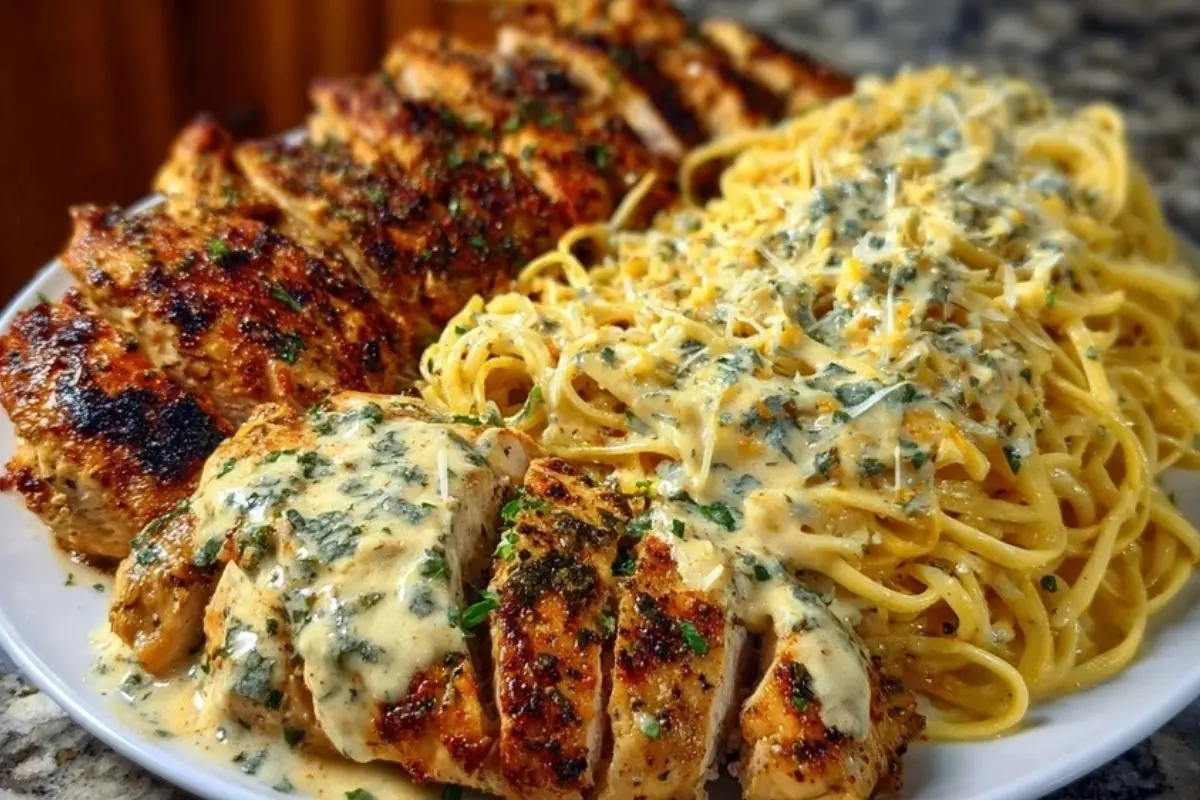 Creamy Garlic Parmesan Chicken with Cheesy Linguine 1