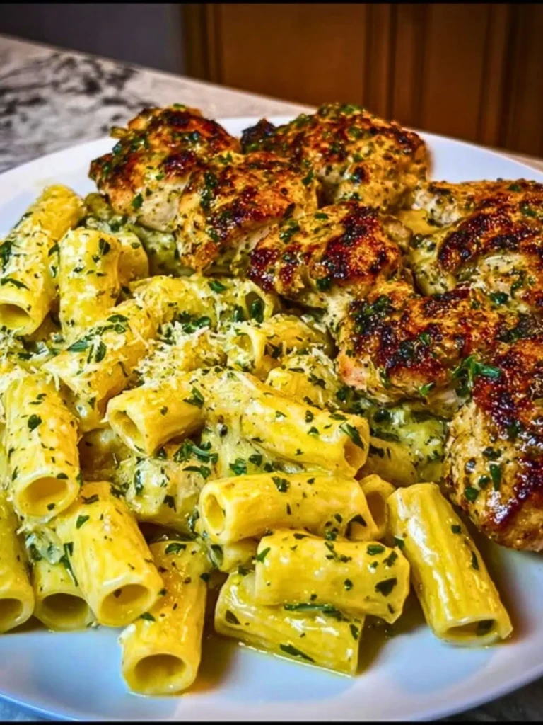 Creamy Garlic Parmesan Chicken with Cheesy Penne Pasta 2