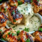 Creamy Garlic Sauce with Grilled Chicken Bites 1