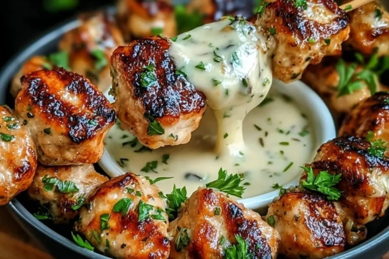 Creamy Garlic Sauce with Grilled Chicken Bites 1