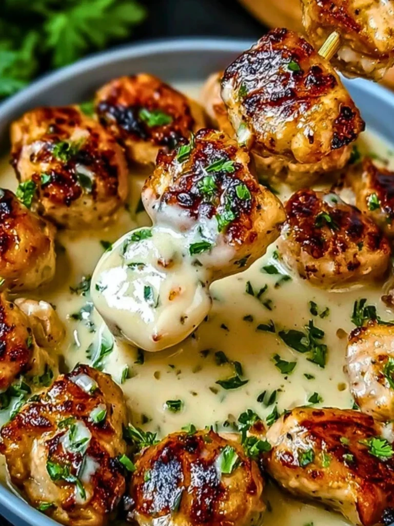 Creamy Garlic Sauce with Grilled Chicken Bites 2