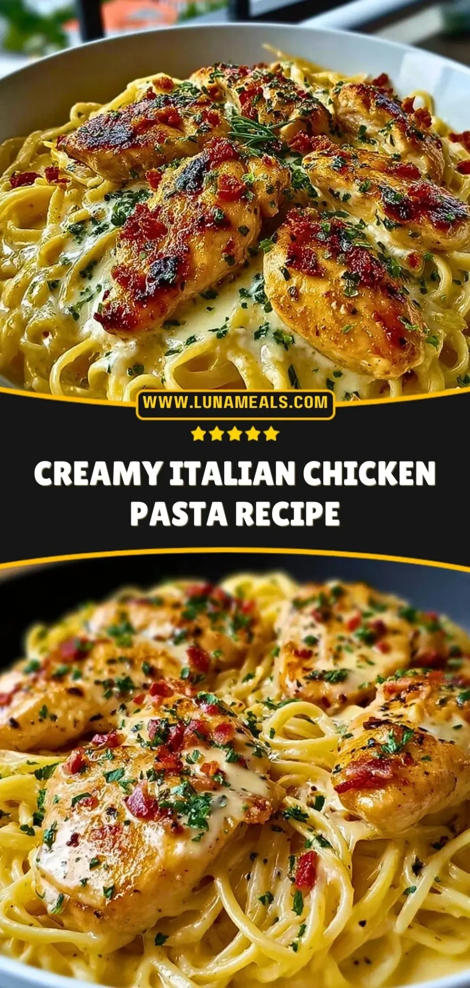Creamy Italian Chicken Pasta Recipe Pin 2