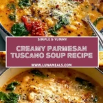Creamy Parmesan Tuscano Soup Recipe Pin 1