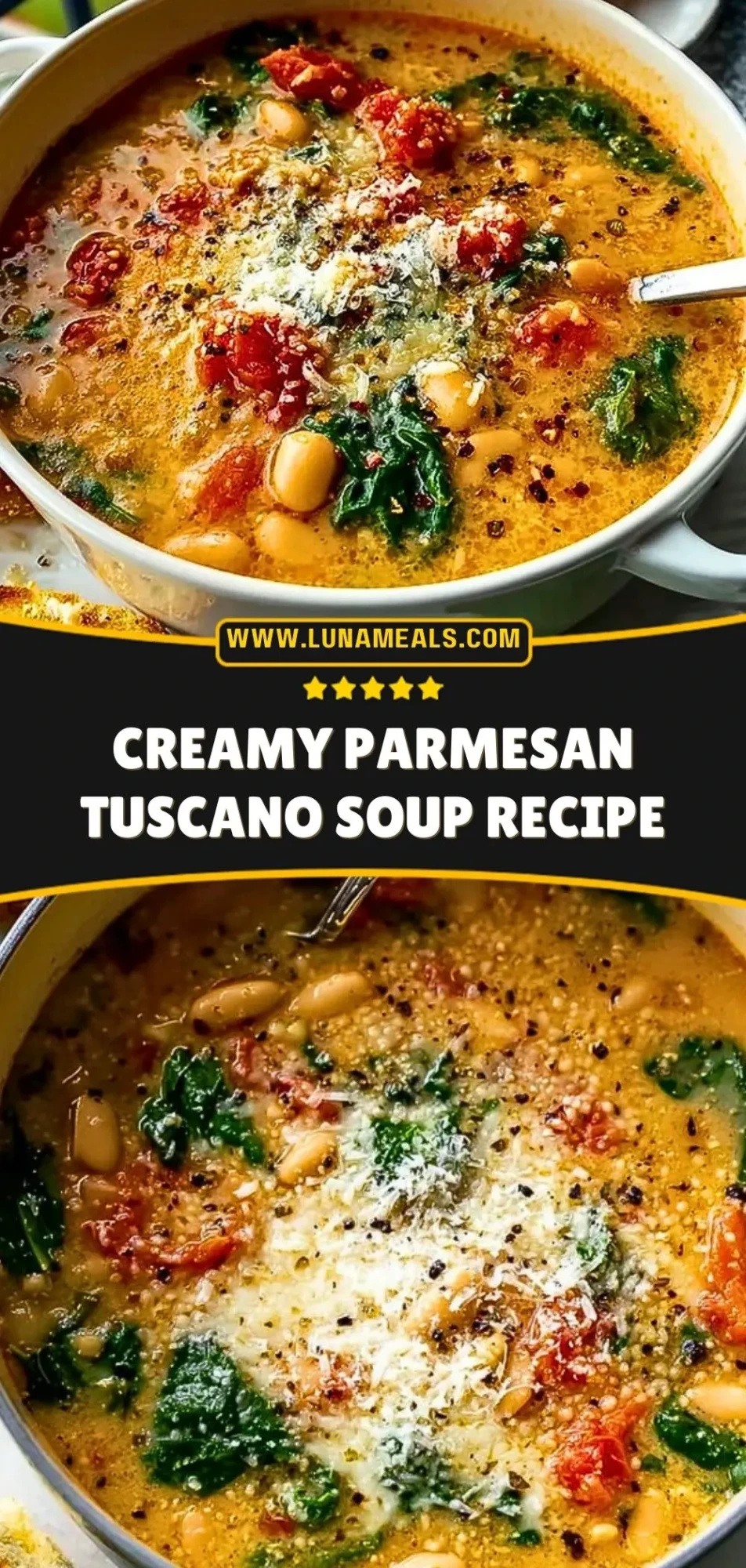 Creamy Parmesan Tuscano Soup Recipe Pin 2