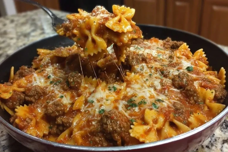 Creamy Velveeta Bowtie Pasta with Italian Beef Marinara 1