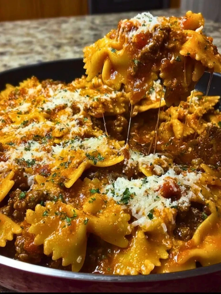 Creamy Velveeta Bowtie Pasta with Italian Beef Marinara 2