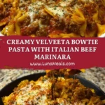 Creamy Velveeta Bowtie Pasta with Italian Beef Marinara Pin