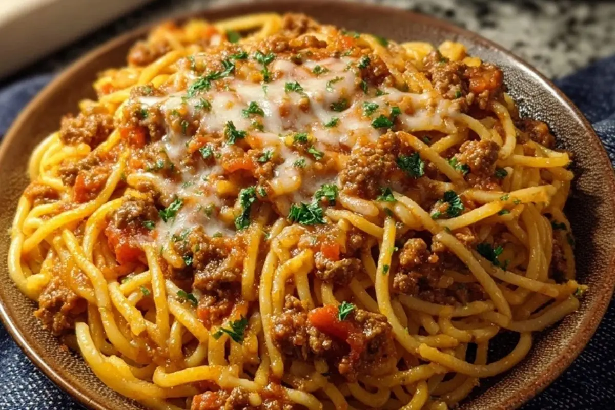 Creamy Velveeta Spaghetti with Italian Beef Marinara 1