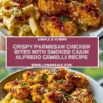 Crispy Parmesan Chicken Bites with Smoked Cajun Alfredo Gemelli Recipe Pin 1