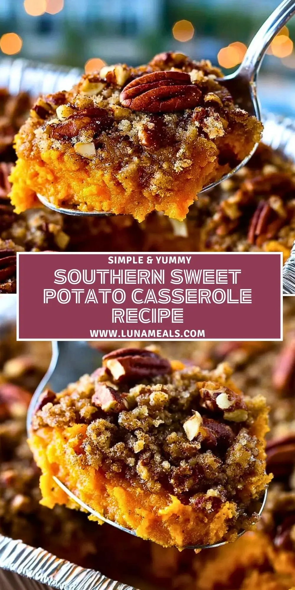 CrSouthern Sweet Potato Casserole Recipe Pin 1