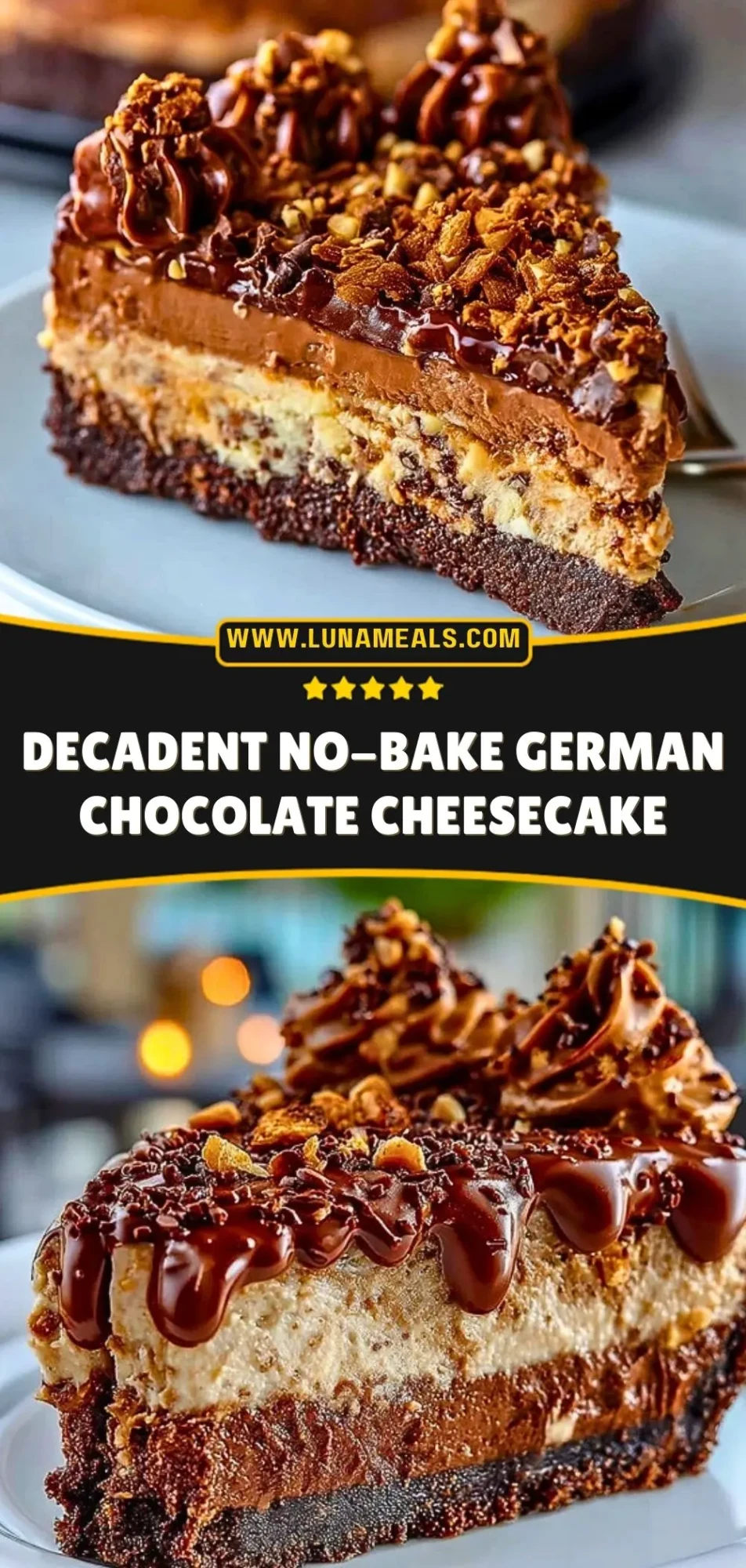 Decadent No-Bake German Chocolate Cheesecake Pin 2