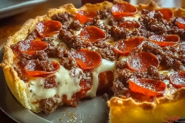 Deep Hamburger Sausage & Pepperoni Pie 1