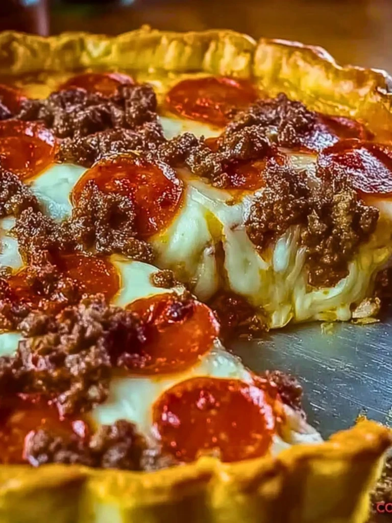 Deep Hamburger Sausage & Pepperoni Pie 2