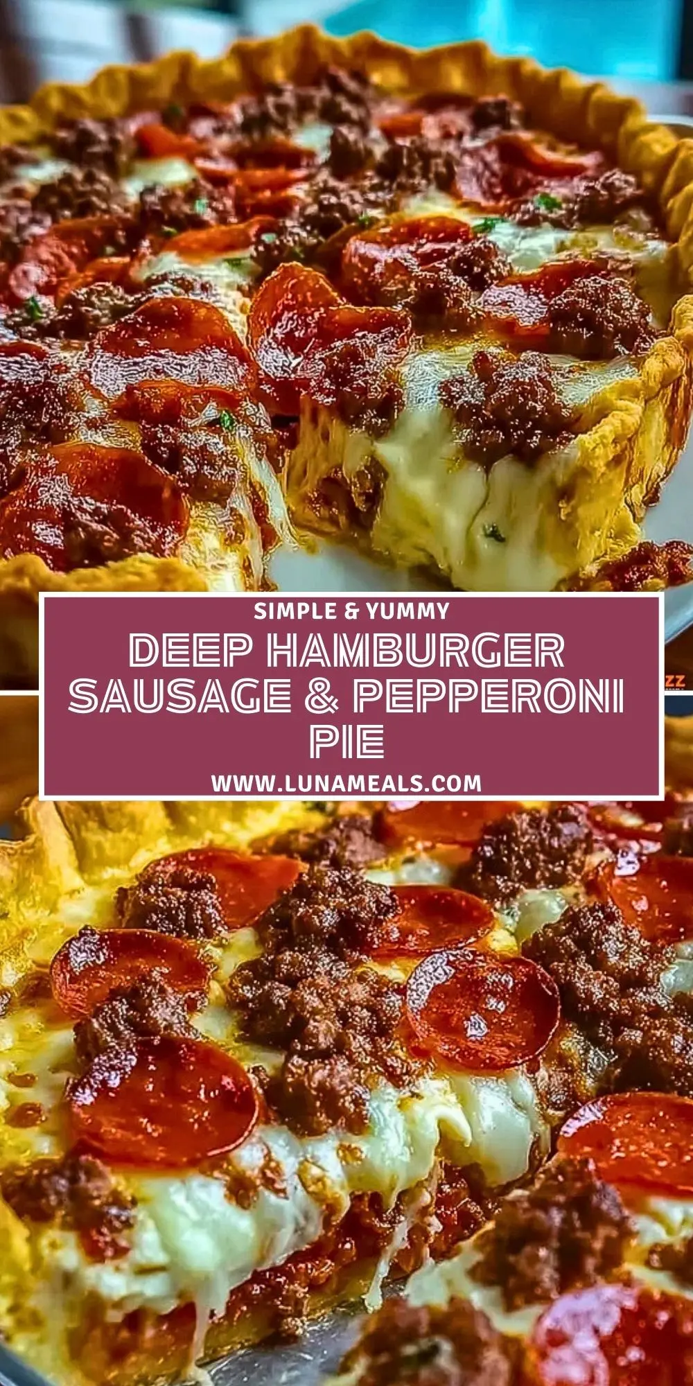 Deep Hamburger Sausage & Pepperoni Pie Pin 1