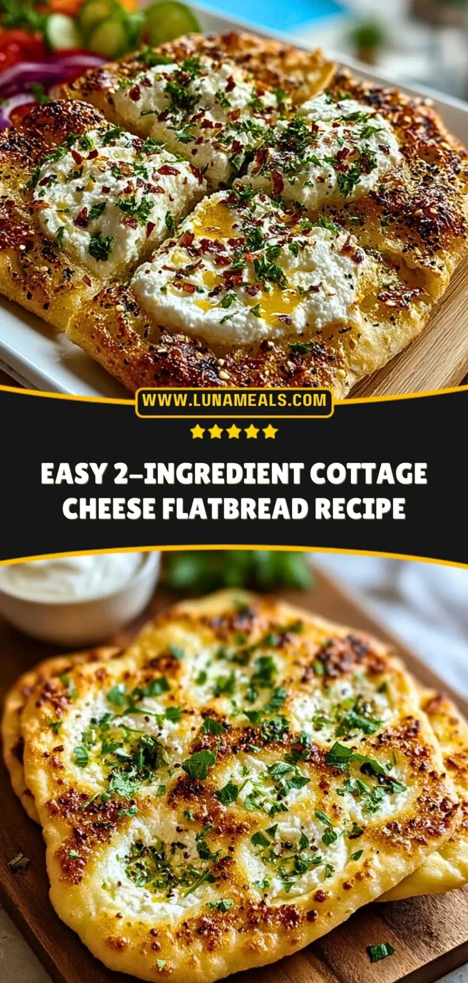Easy 2-Ingredient Cottage Cheese Flatbread Recipe Pin 2