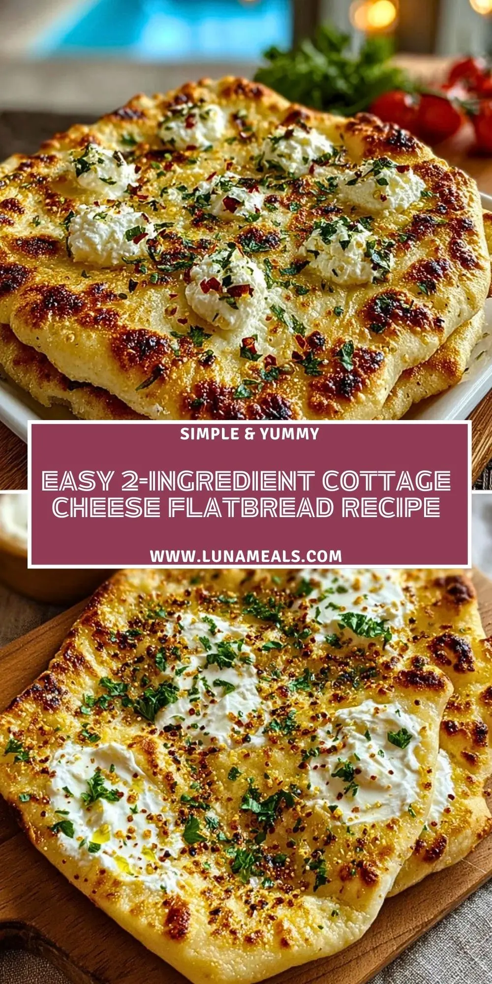 Easy 2-Ingredient Cottage Cheese Flatbread RecipePin 1