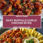 Easy Buffalo Garlic Chicken Bites Pin 1