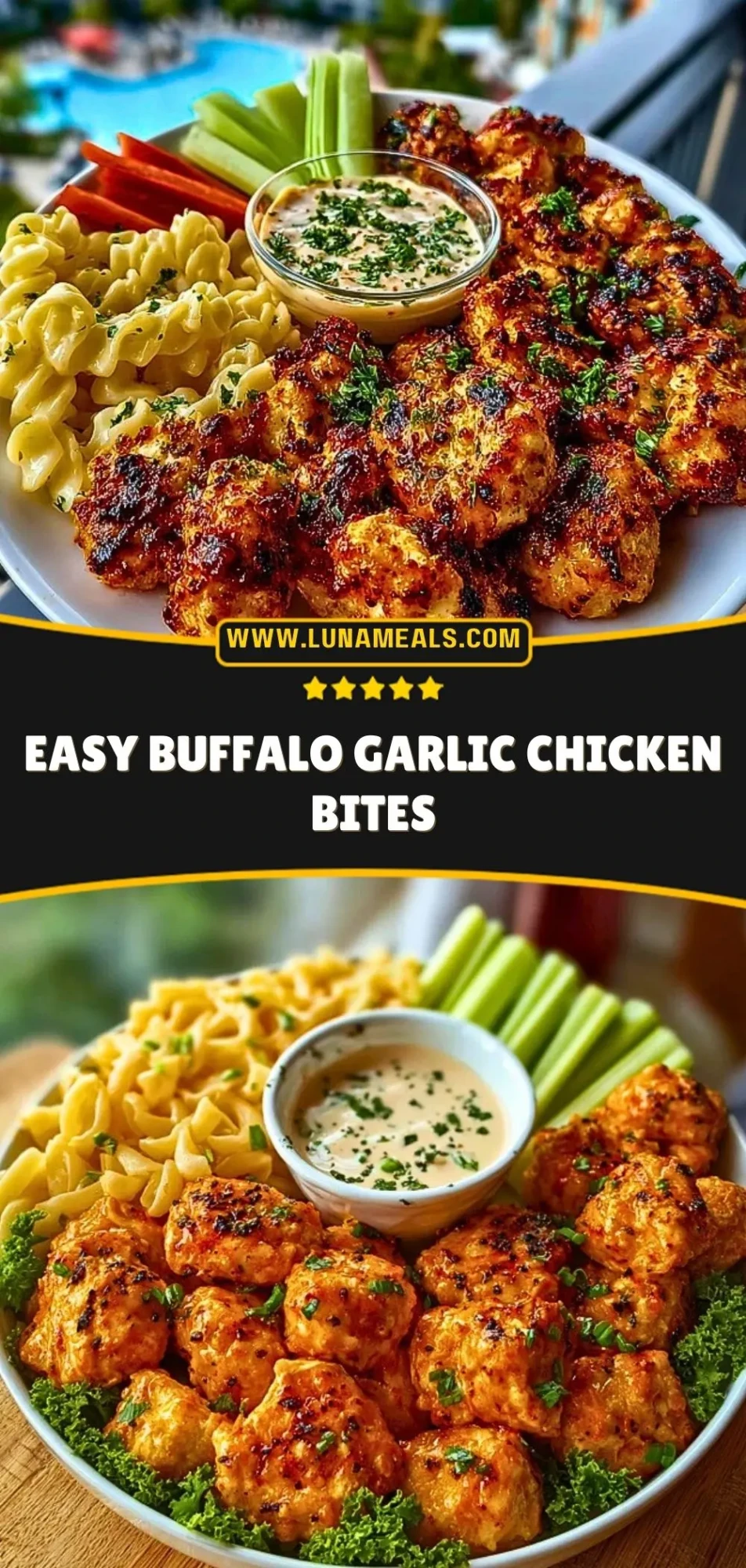 Easy Buffalo Garlic Chicken Bites Pin 2