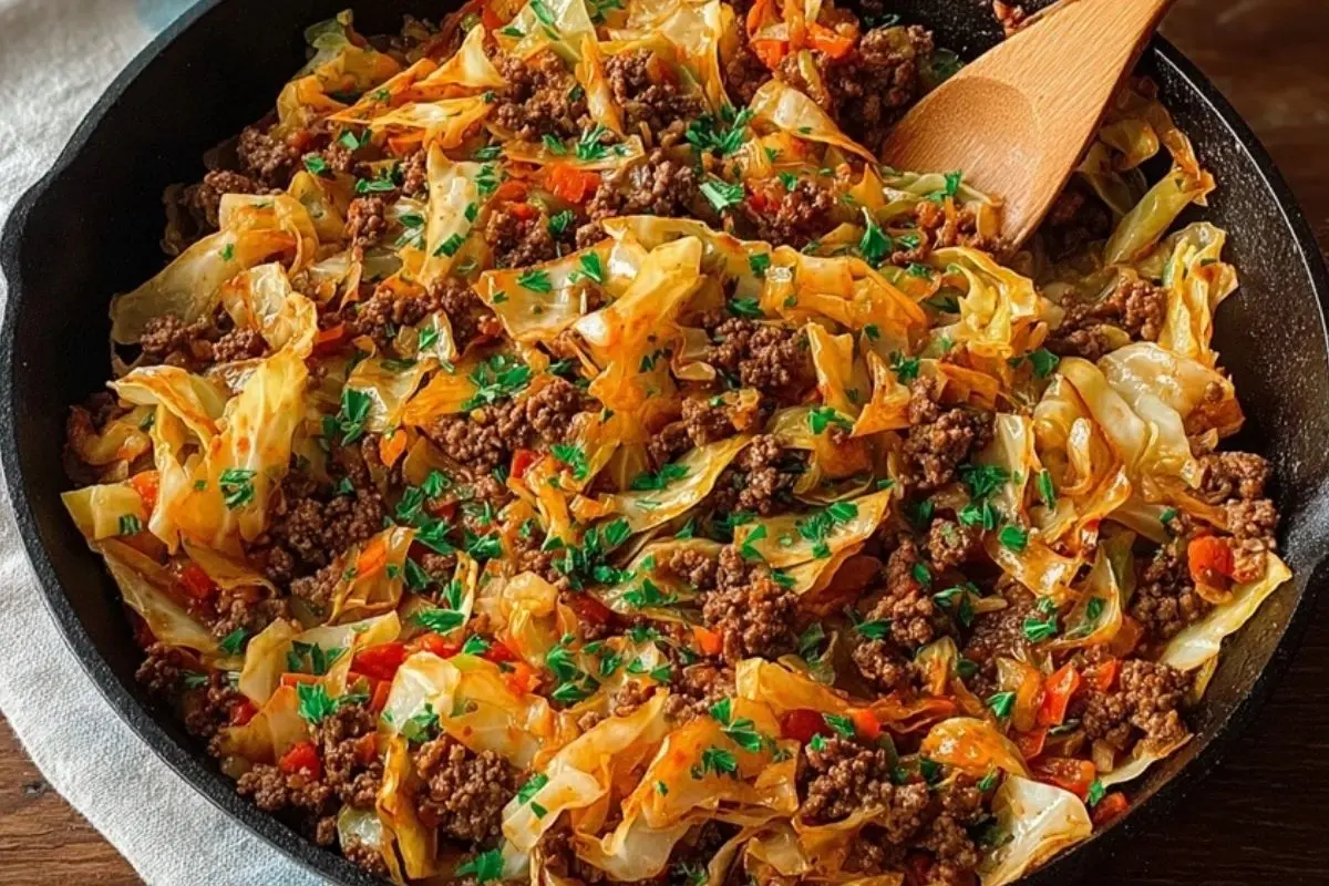 Easy Ground Beef and Cabbage Skillet Dinner 1