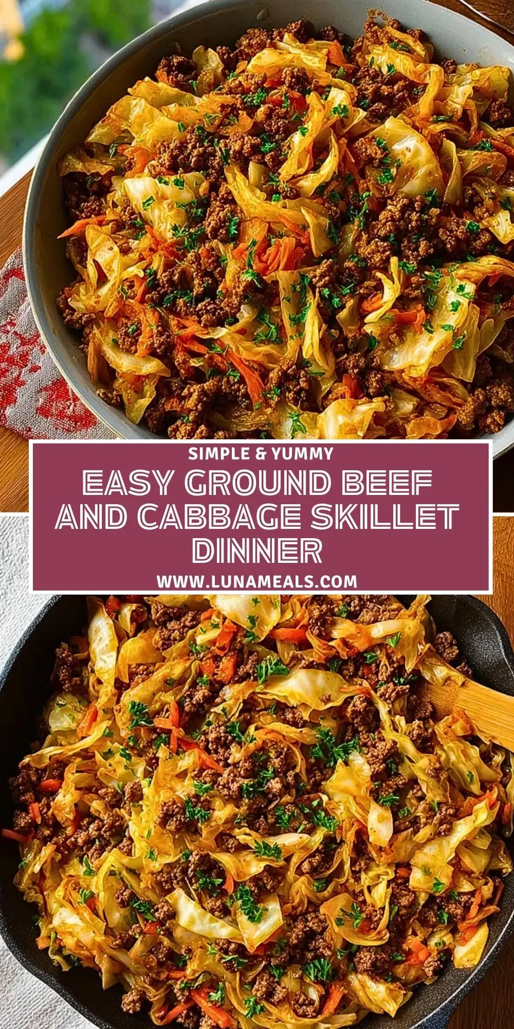 Easy Ground Beef and Cabbage Skillet Dinner Pin 1