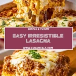 Easy Irresistible Lasagna Pin 1