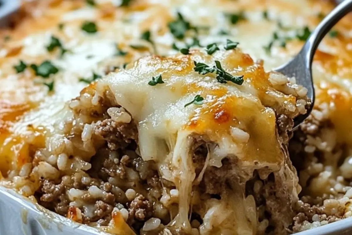 French Onion Ground Beef and Rice Casserole 1