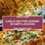 Garlic Butter Shrimp Scampi Lasagna Pin 1