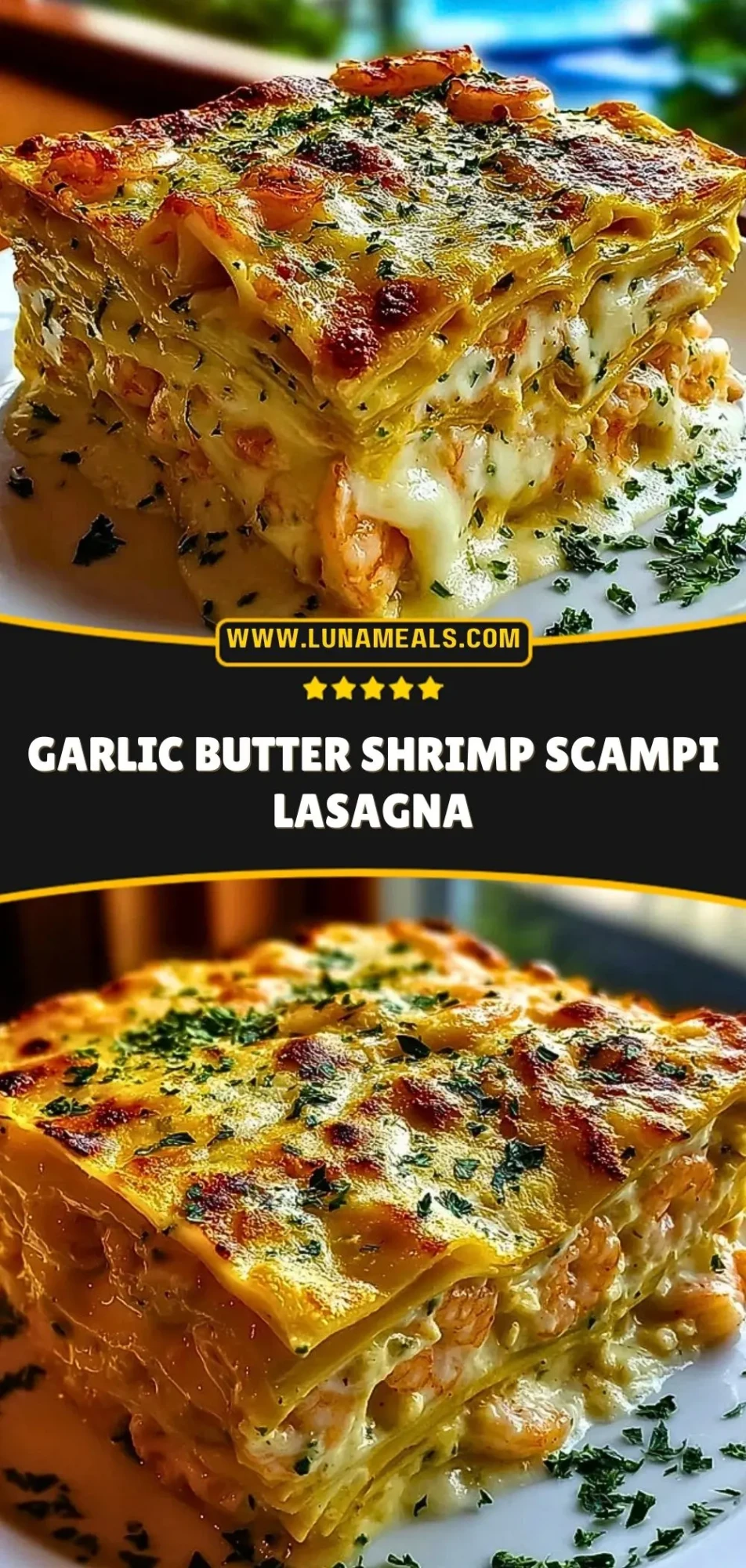 Garlic Butter Shrimp Scampi Lasagna Pin 2