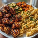 Garlic Chili Oil Chicken Bites & Cajun Alfredo with Charred Zucchini Twists 1