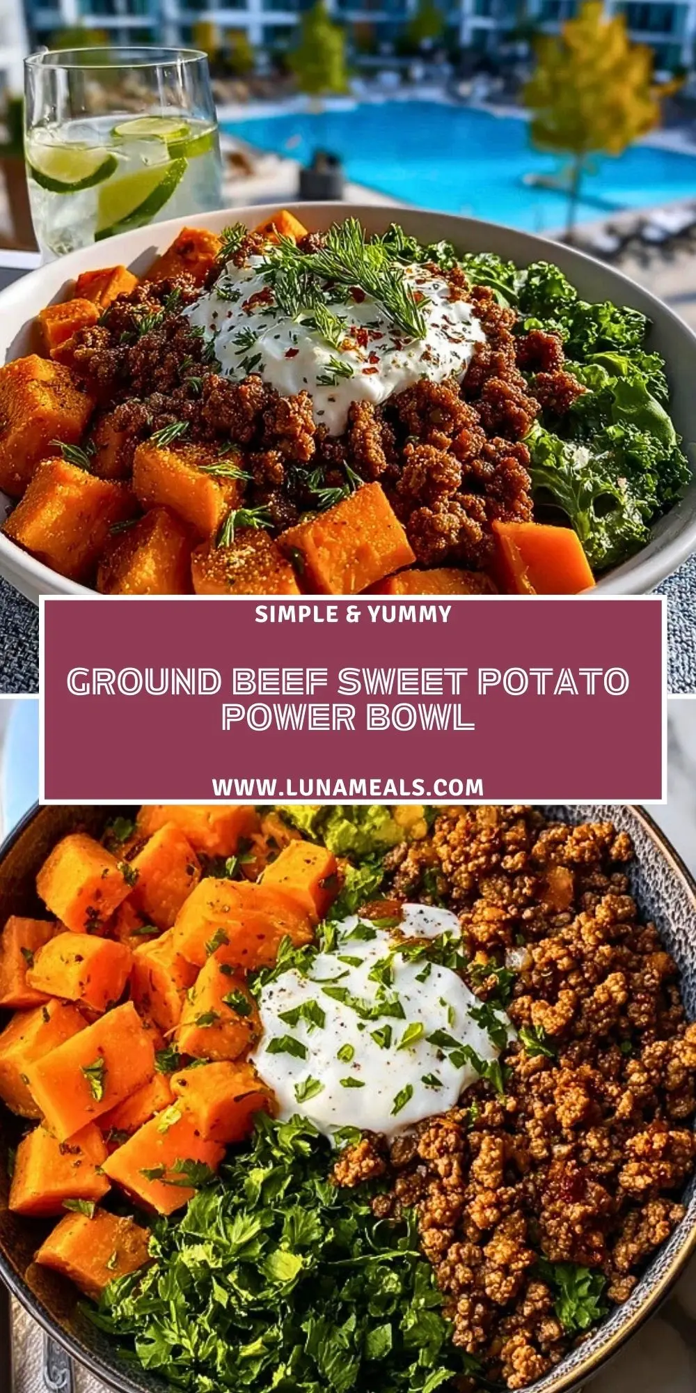 Ground Beef Sweet Potato Power Bowl Pin 1