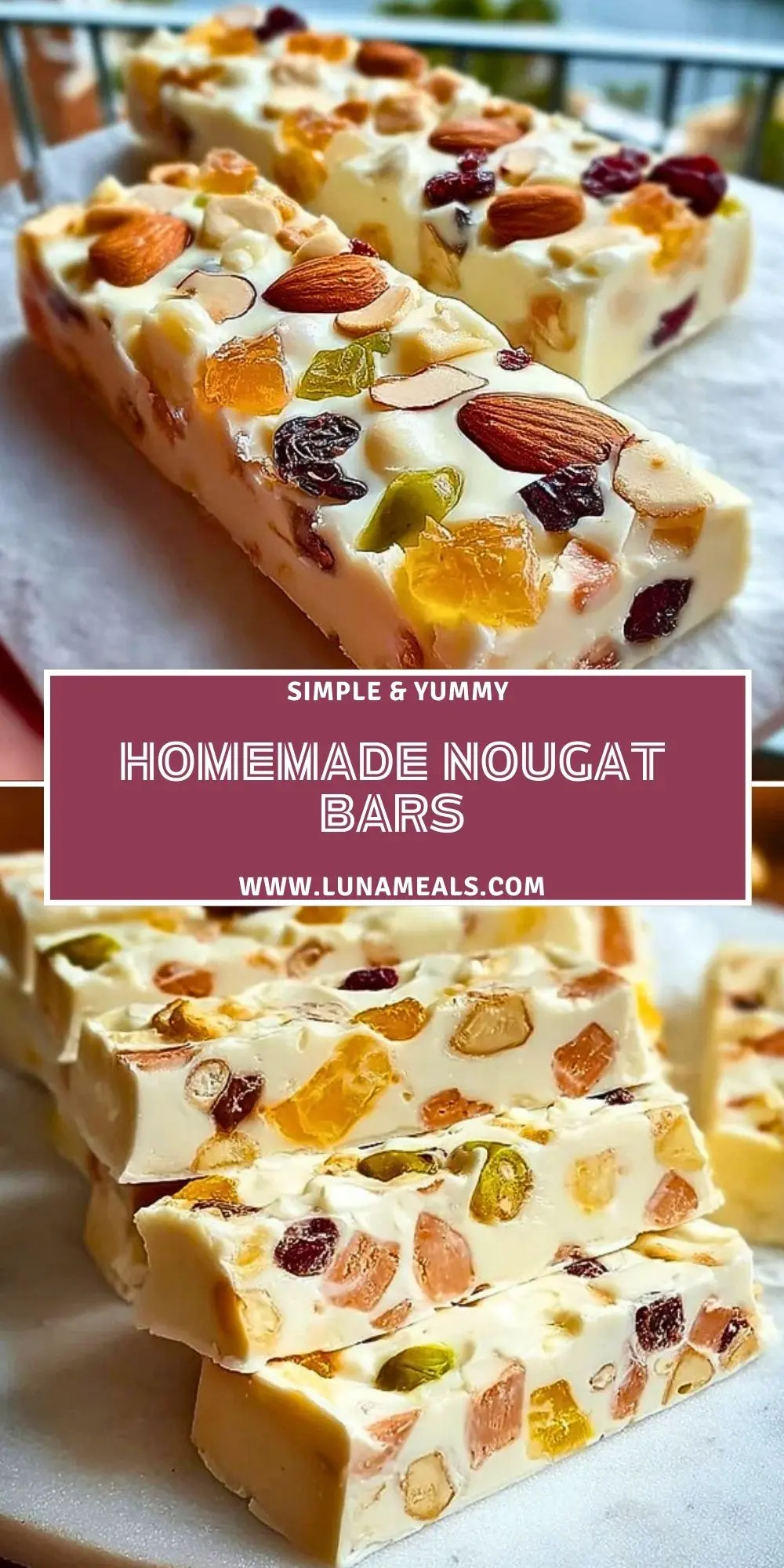 Homemade Nougat Bars Pin 1