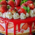 Lavish Decorated Strawberry Cheesecake
