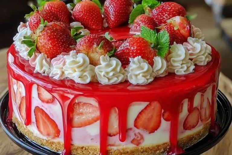 Lavish Decorated Strawberry Cheesecake