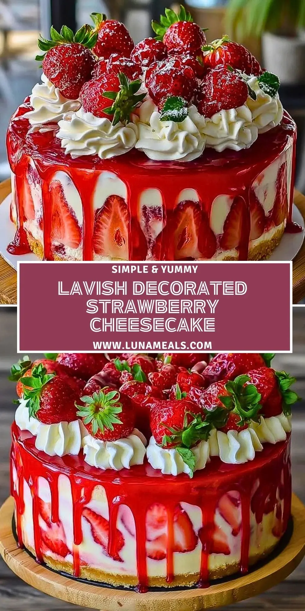 Lavish Decorated Strawberry Cheesecake Pin 1