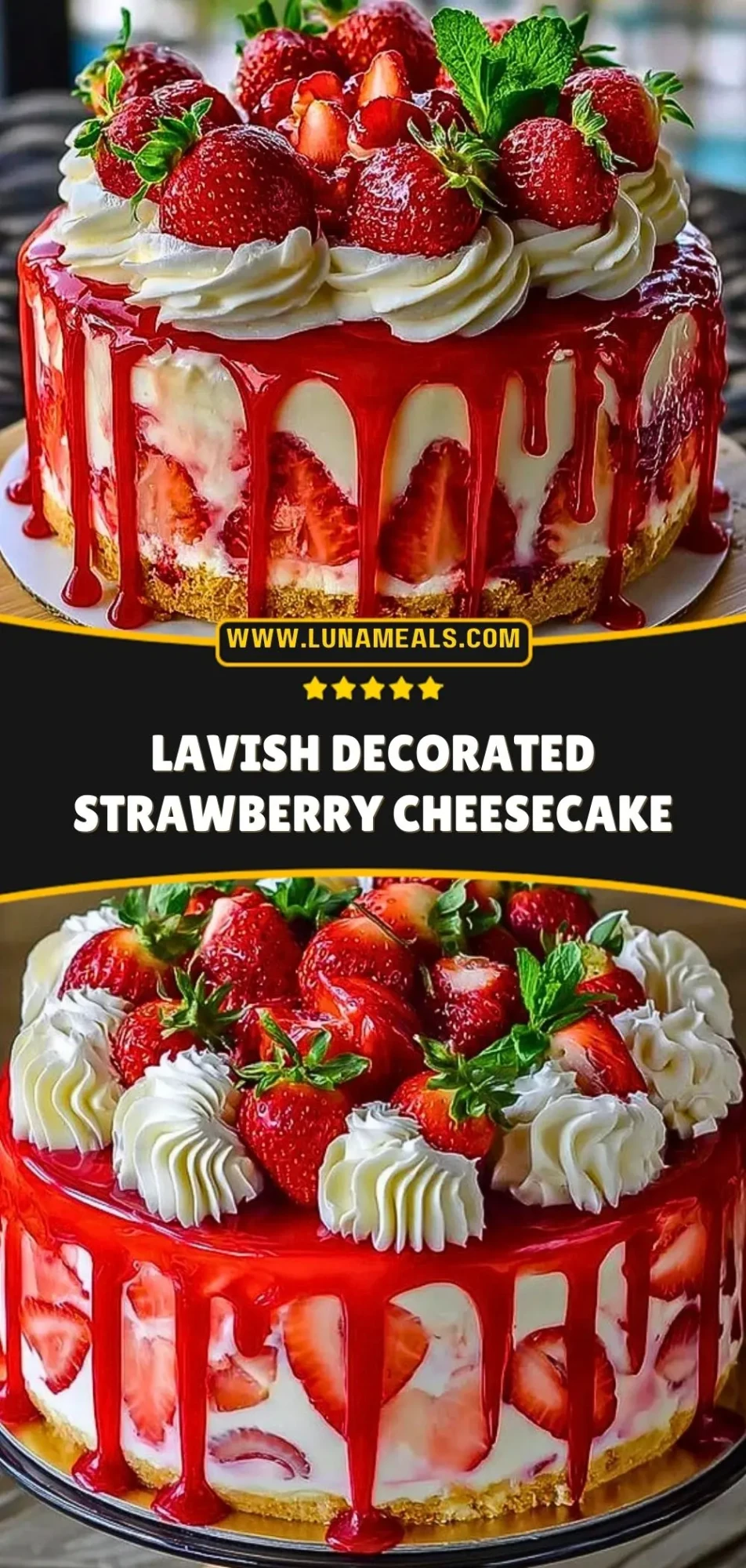 Lavish Decorated Strawberry Cheesecake Pin 2