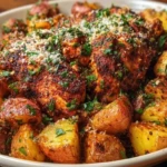 Oven-Roasted Cajun Chicken and Garlic Potatoes with Parmesan 1