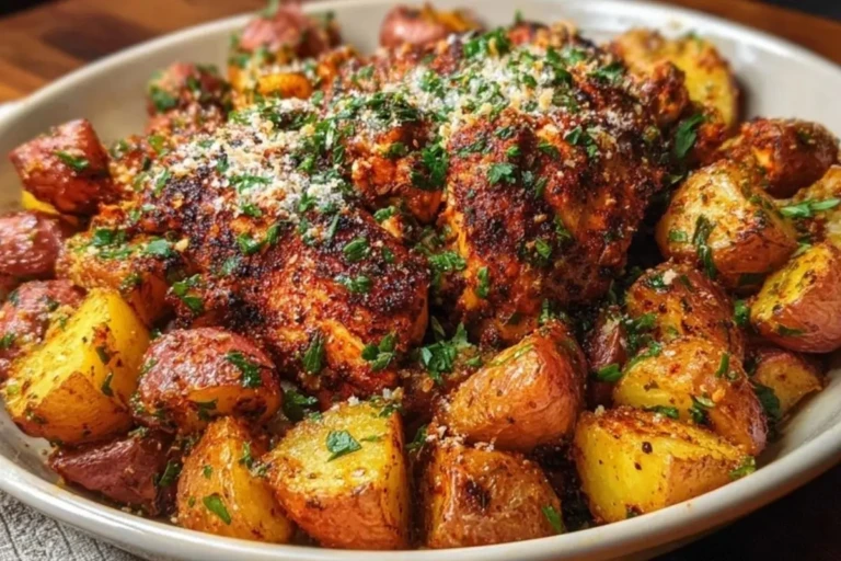 Oven-Roasted Cajun Chicken and Garlic Potatoes with Parmesan 1